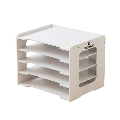 5-Tier Desktop File Sorter with Top Stationery Caddy