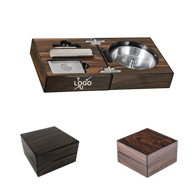 Wooden Cigar Ashtray Set