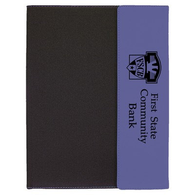 Purple/Black Leatherette Canvas Small Portfolio with 8.5x11 notepad - Laser Engraves to Black