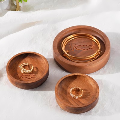 Round Wooden Jewelry Display Tray