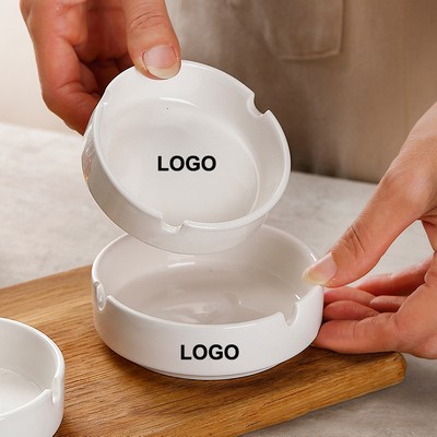Personalized 3 3/4 White Ceramic Ashtray