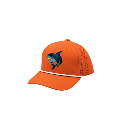 Performance Laser-Perforated Rope Hat with Marine Life Embroidery