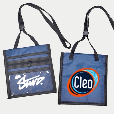 7"x5.6" Polyester Neck Wallet with Heat Transfer Print Logo