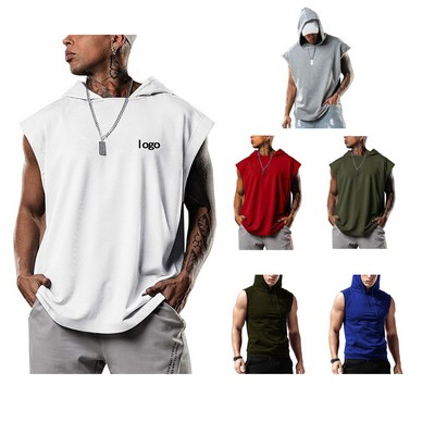 Men's Sleeveless Vest Hooded Sweatshirt