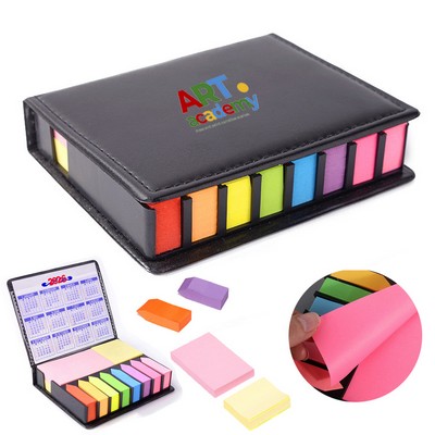 Deluxe PU Leather Self-Stick Pads Memo Note Organizer