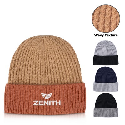 Cashmere-Feel Two-Tone Cuffed Knit Beanie