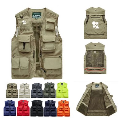 Multi-Pocket Utility Vest with Removable Mesh Back – Outdoor Work Vest