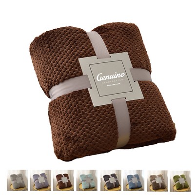 Waffle Weave Flannel Fleece Throw Blanket