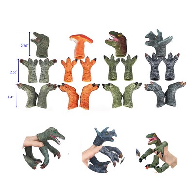 5 Pieces Rubber Dinosaur Finger Puppets Set