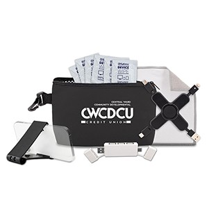 "MONACO" 10 pcs Cleaning and Charging Tech Kit in Black Mesh Zipper Pouch