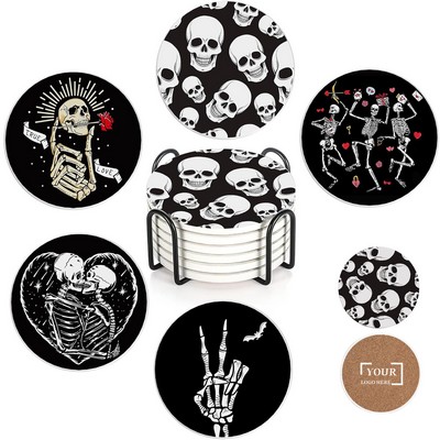 Horror Ghost Skull Design Ceramic Coaster
