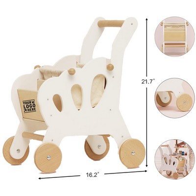 Educational Wooden Toy Role Play Grocery Store Shopping Trolley