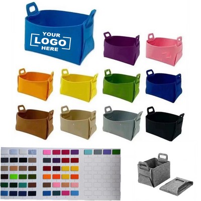 Foldable Felt Carry Storage Organizer Basket Bag With Handle