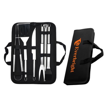 9-Piece Stainless Steel BBQ Tool Set With Carrying Bag