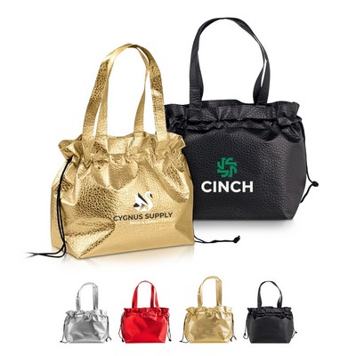 Crocodile-Textured Laminated Gift Cinch Bag