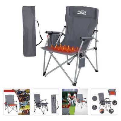 USB Heated Portable Folding Camping Lawn Chairs with Armrest
