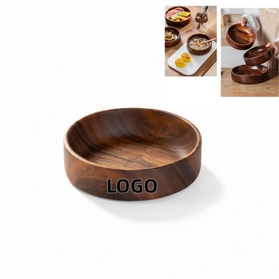 Walnut Wooden Salad Bowl Natural Serving Tableware