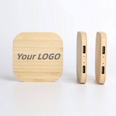Bamboo 10W Wireless Charger With Dual Usb Ports