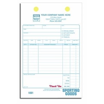 Register Forms - Sporting Goods (3 Part)
