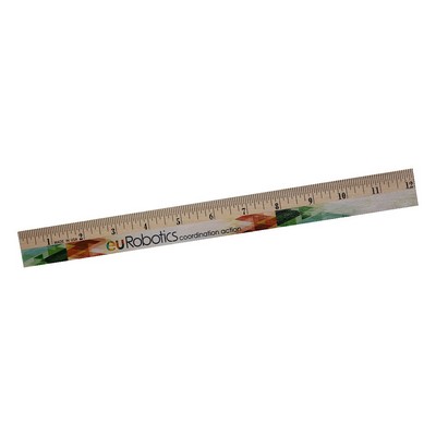 12" Clear Lacquer Wood Ruler (Full Color Digital)
