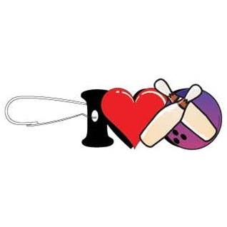 I Love Bowling Zipper Pull