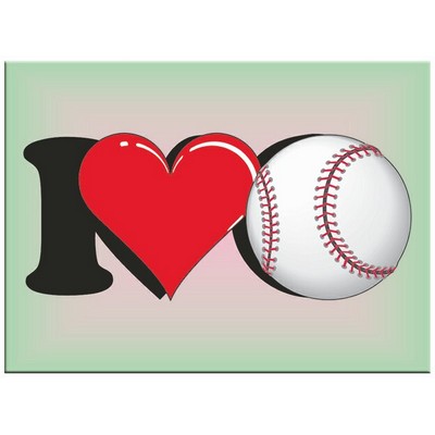 I Love Baseball Metal Photo Magnet w/ Magnetic Back (2 1/2" x 3 1/2")