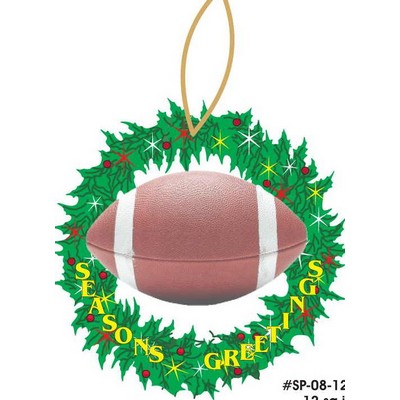 Football & Wreath Ornament w/ Clear Mirrored Back (12 Square Inch)