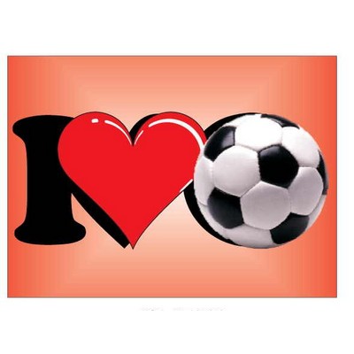 I Love Soccer Metal Photo Magnet w/ Magnetic Back (2 1/2" x 3 1/2")