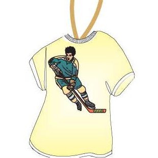 Hockey Player Promotional T-Shirt Ornament w/ Black Back (4 Square Inch)