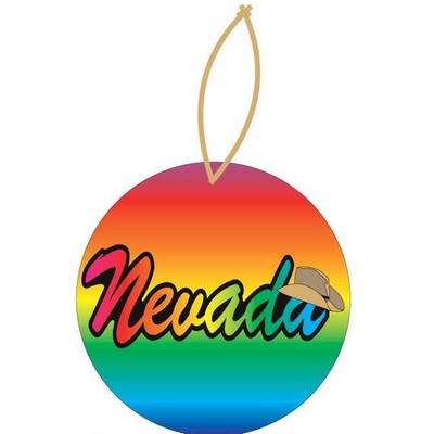 Nevada w/ Cowboy Hat Promotional Ornament w/ Black Back (4 Square Inch)