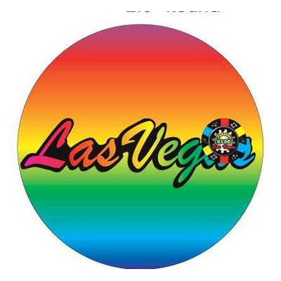 Las Vegas w/ Poker Chip Round Metal Photo Magnet (2 1/2" Diameter)