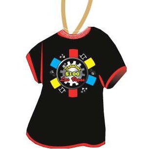 LV $100 Poker Chip T-Shirt Promotional Ornament w/ Black Back (4 Square Inch)