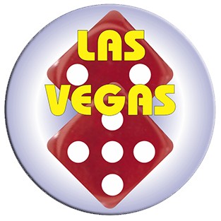 Las Vegas Dice Round Badge/Button w/ Bar Pin (2 1/2" Diameter)