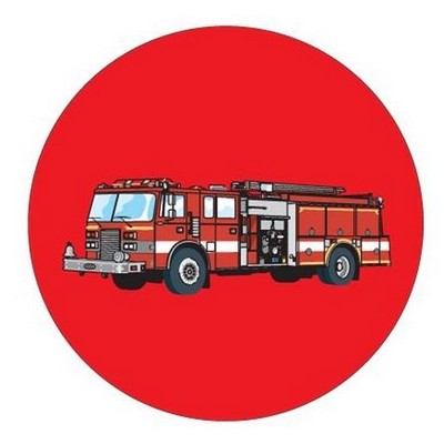 Fire Truck Round Badge w/ Bar Pin (2 1/2" Diameter)