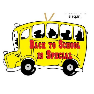 School Bus w/ Slogan Ornament w/ Mirrored Back (8 Square Inch)