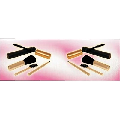 Makeup Brush Set Rectangle Badge w/ Bar Pin