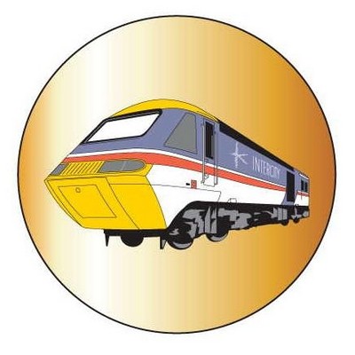 Modern Train Panoramic Badge w/ Bar Pin