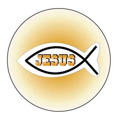 Jesus Fish Round Badge w/ Bar Pin (2 1/2")