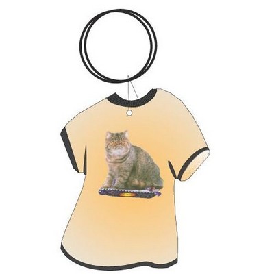 Exotic Shorthair Cat T Shirt Keychain w/Mirror Back (4 Square Inch)