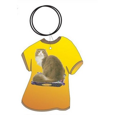 Scottish Fold Cat T Shirt Keychain w/Mirror Back (4 Square Inch)