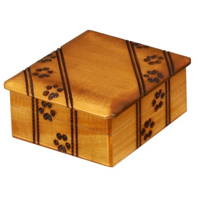 Square Light Brown Paw Print Box (4 3/4"x4 3/4"x1 7/8")