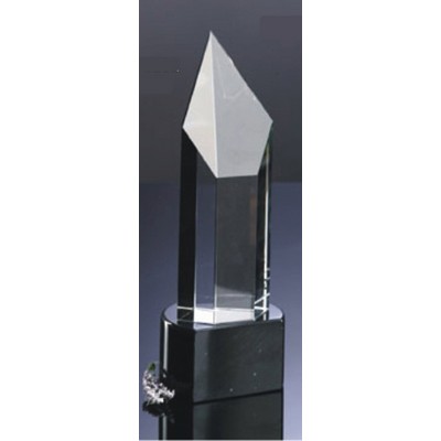 10" Optical Crystal Pentagon Award w/Pointed Top
