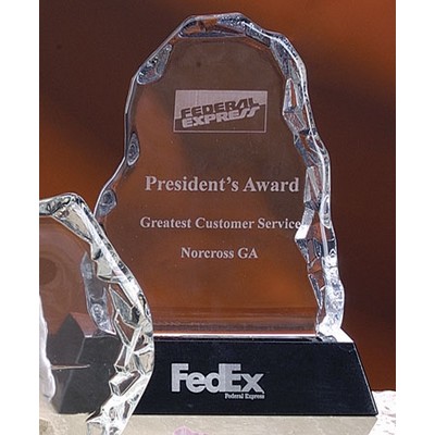 7" Hand Blown Glacier Award w/Marble Base