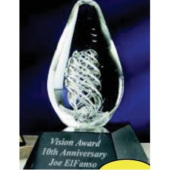 Hand Blown Glass Visions White Spiral Award