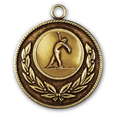 Stock Classic Wreath With Rope Edge 2" Medal- Gymnastics Female