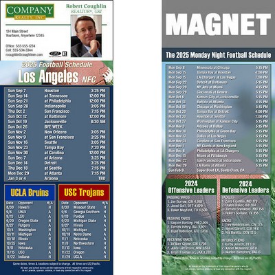 Los Angeles Pro Football Schedule Magnet (3 1/2"x8 1/2")