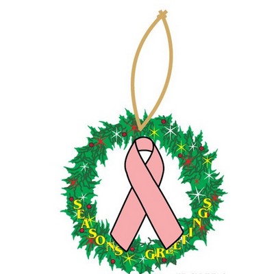 Awareness Ribbon Promotional Wreath Ornament w/ Black Back (3 Square Inch)