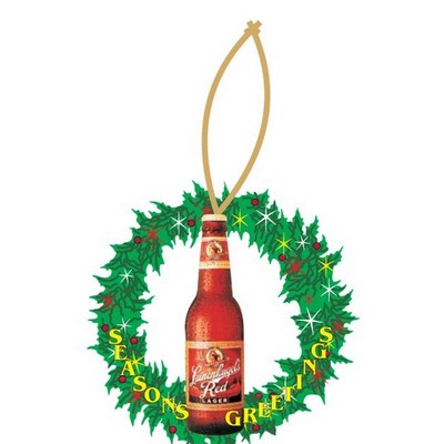 Beer Bottle Executive Wreath Ornament w/ Mirrored Back (3")
