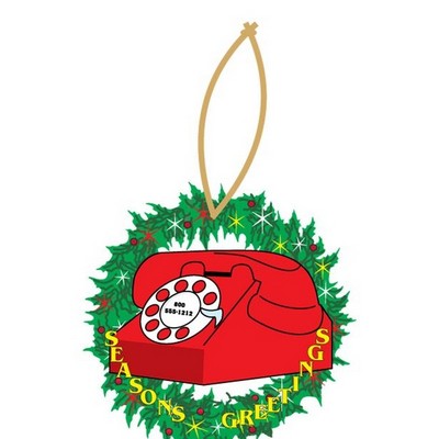 Rotary Dial Telephone Executive Wreath Ornament w/ Mirror Back (3 Square Inch)
