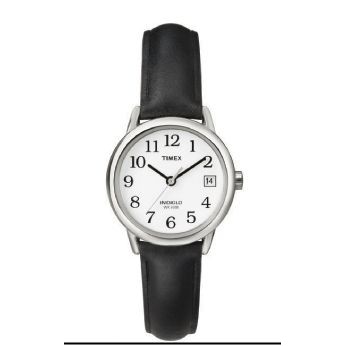 Timex® Black Leather Strap Core Easy Reader Watch W/ Silver Case